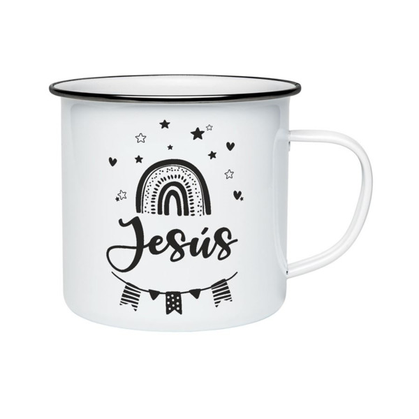 Taza retro metal con grabado láser