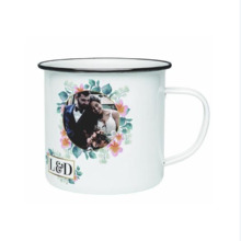 Taza retro metal grabada con sublimación a color