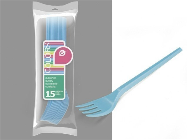 Tenedores azules desechables. Set 15 uds.