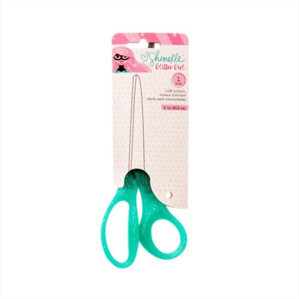 Tijeras turquesas con purpurina 21 cm