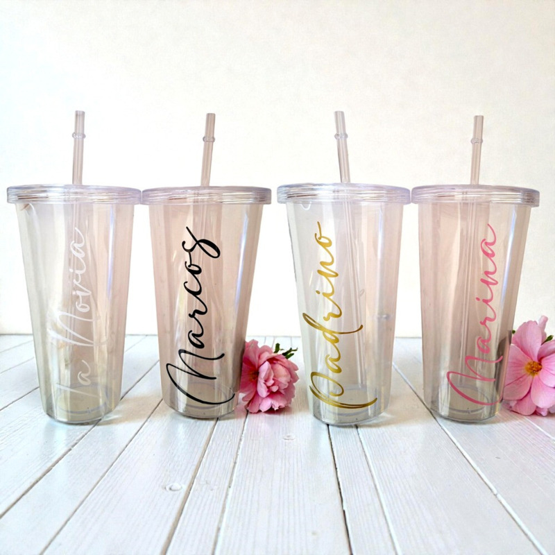 Vaso transparente con tapa y pajita personalizado (8)
