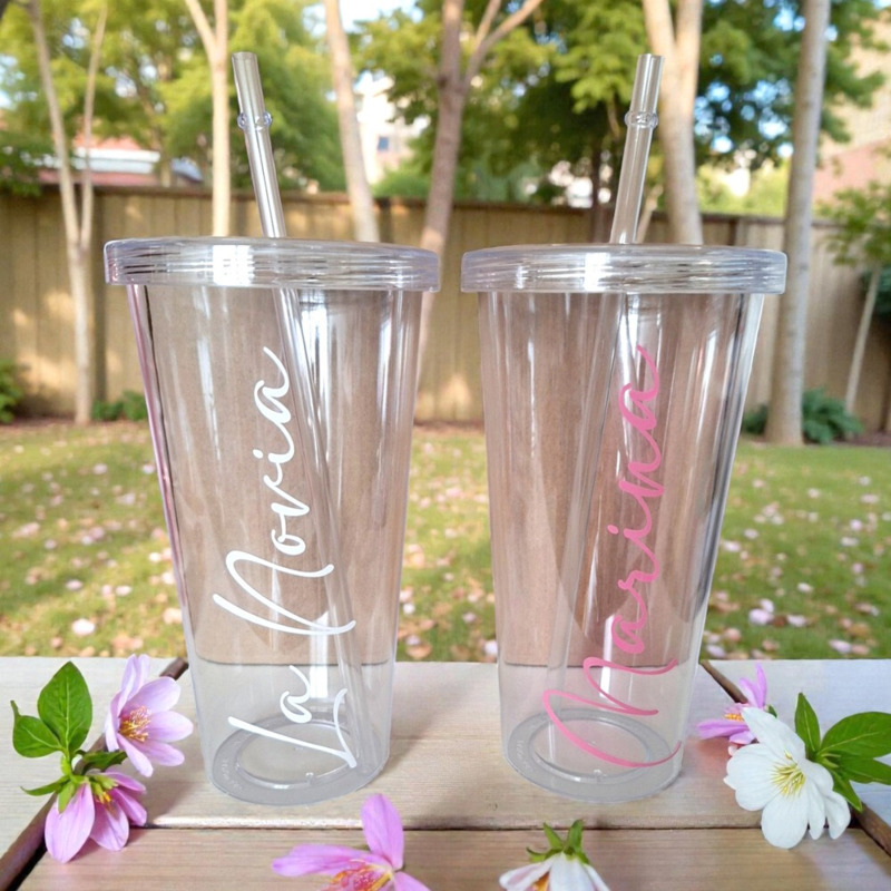 Vaso transparente con tapa y pajita personalizado (2)