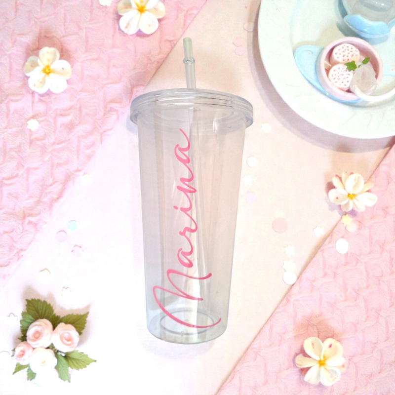 Vaso transparente con tapa y pajita personalizado (5)