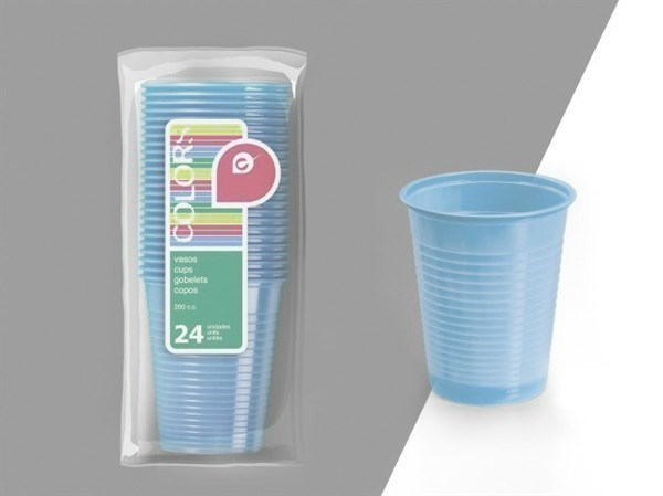 Vasos azules de plástico. Set 24 uds.