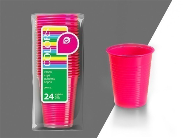 Vasos rosas de 200cc. Set 24 uds.