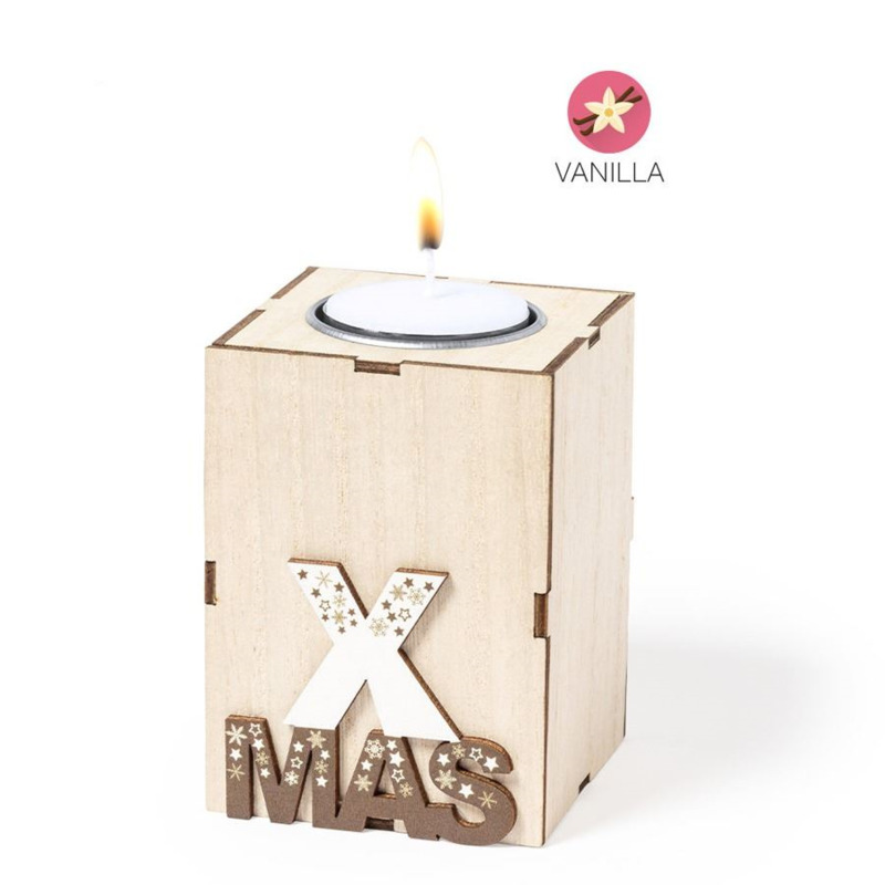 Vela navidad de madera Xmas